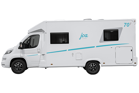 vue de côté camping car joa camp lits jumeaux